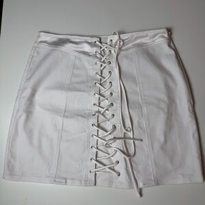 Victoria's Secret White Lace-Up Front Mini Skirt